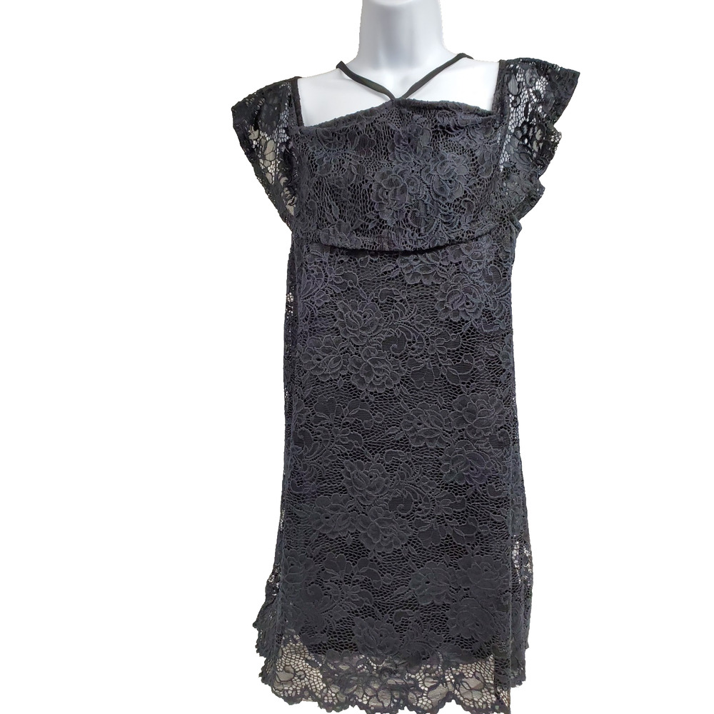 Love Fire Womens Dress Black Lace Mini Cocktail Party Lined Size Small New